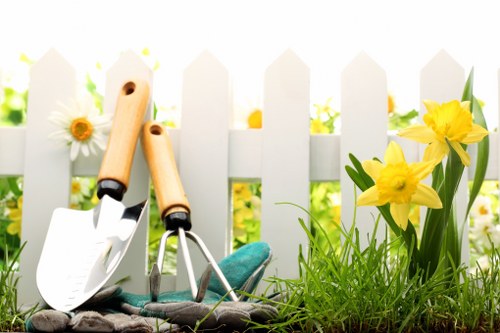 Landscape gardening in Carshalton with patio and planting beds